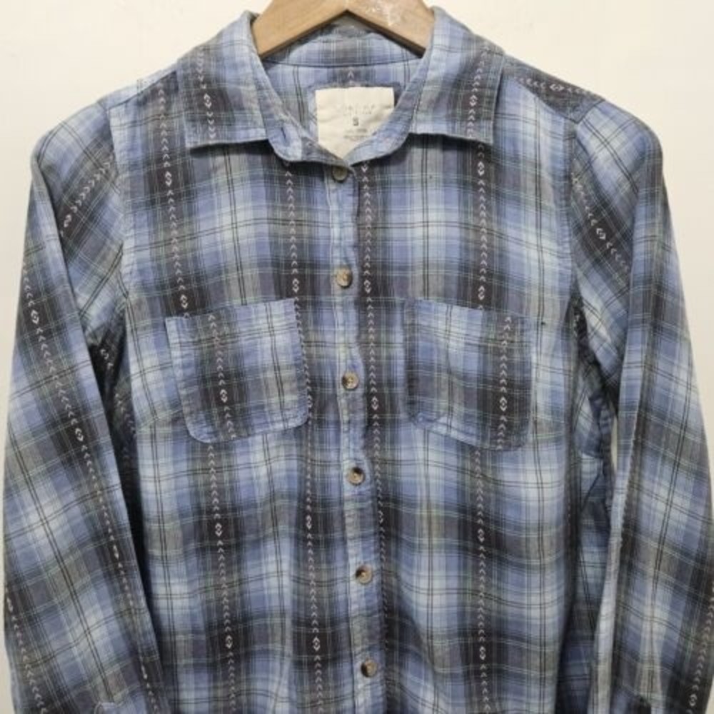 SONOMA Women's Button Up Long Sleeve Blue Plaid Size S